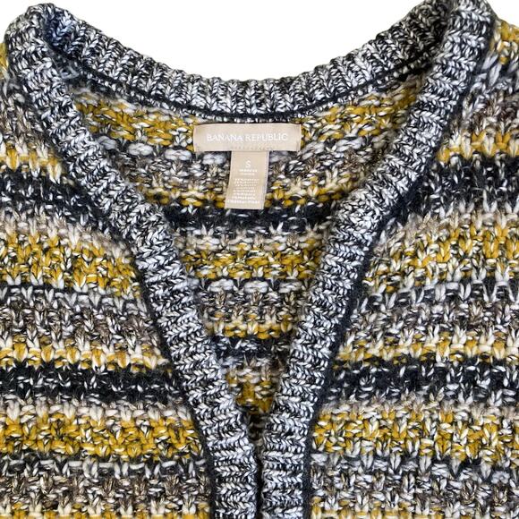 Banana Republic Sz S Chartreuse Tweed Sweater Cardigan Jacket Chunky Knit Glam - Picture 9 of 16